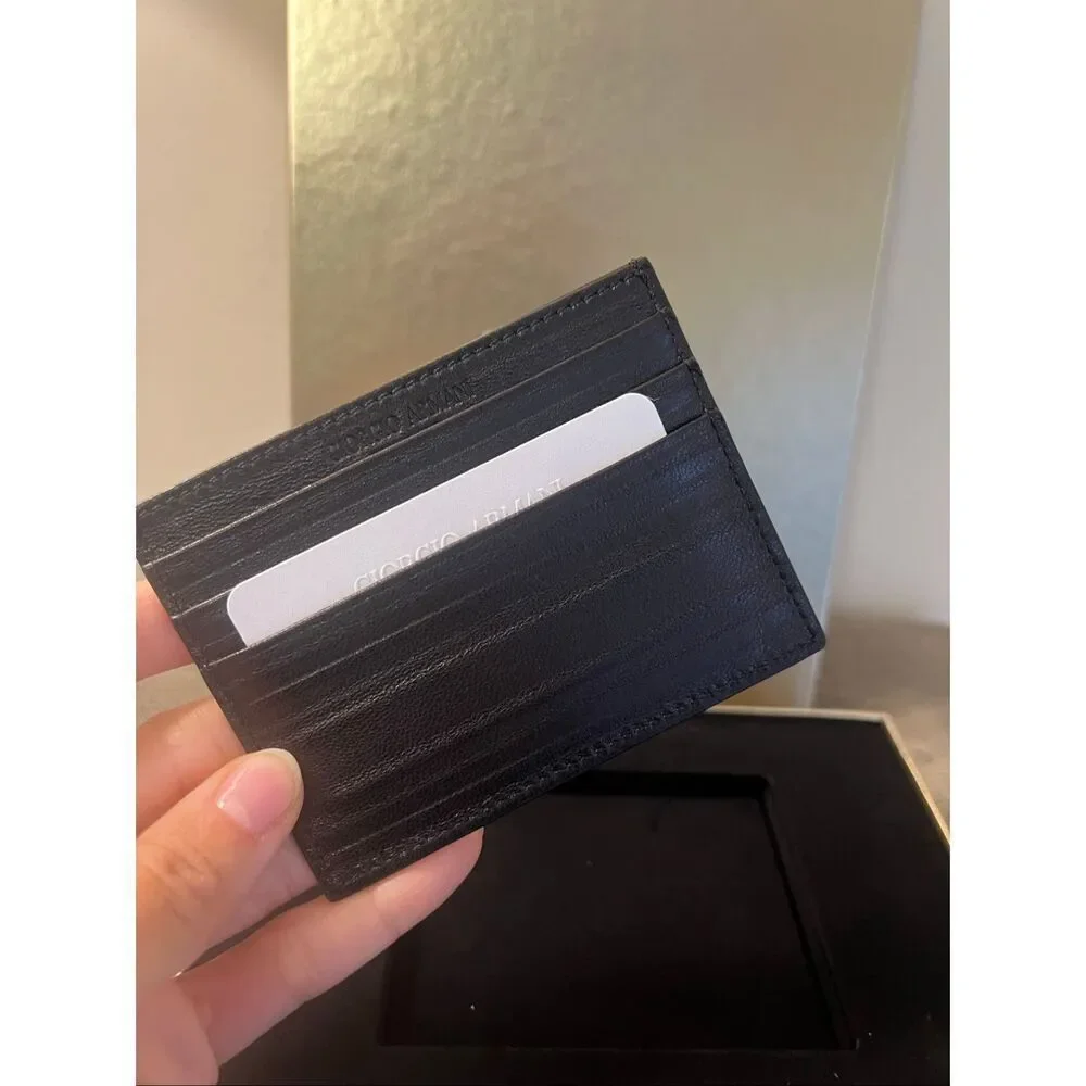 Giorgio Armani Leather Card Holder & Key Ring Gift Set – Made in Italy
